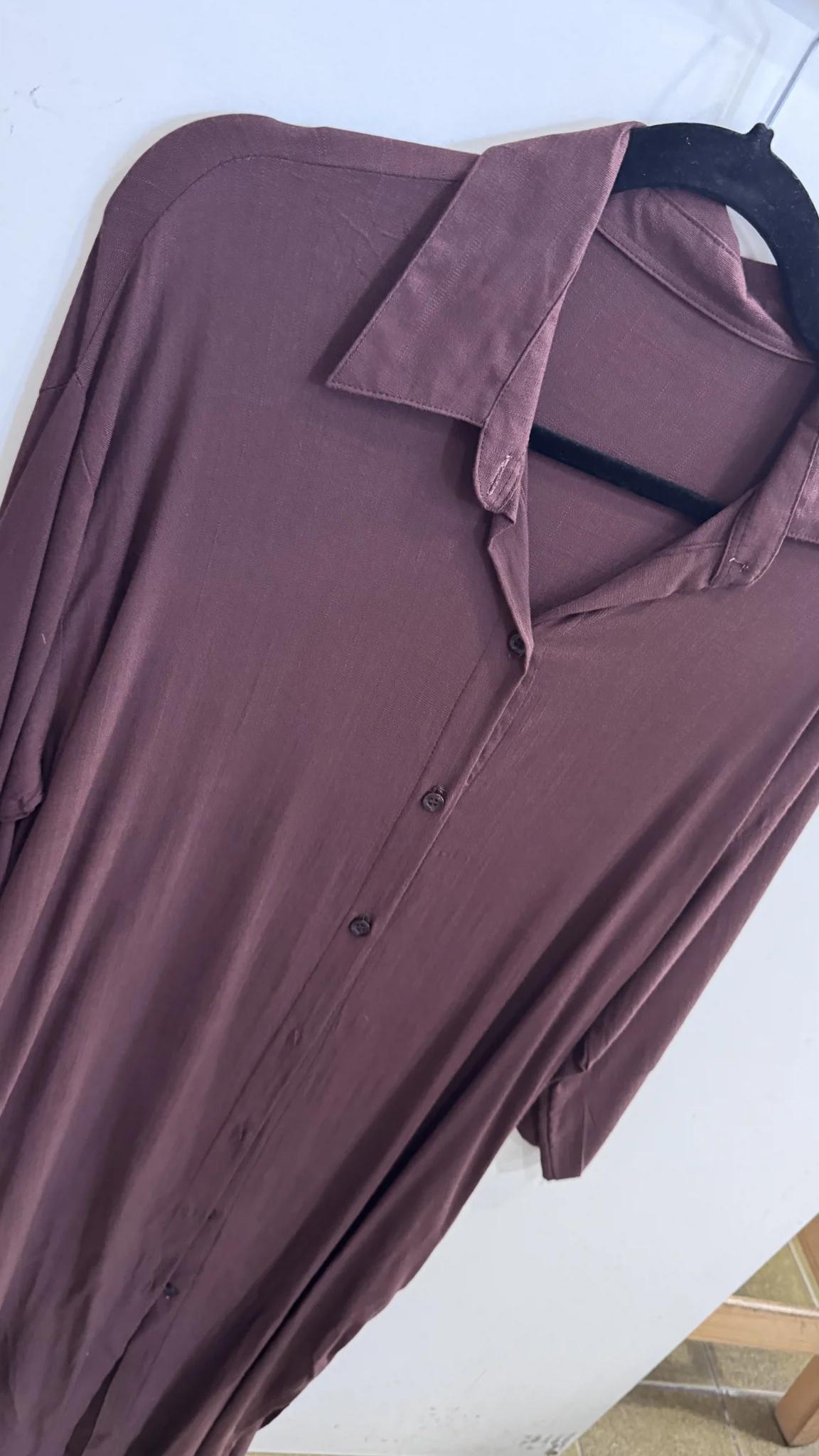 Maxi camisa chocolate lino