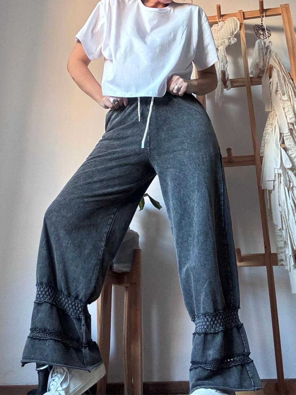 Wide Leg Broderi