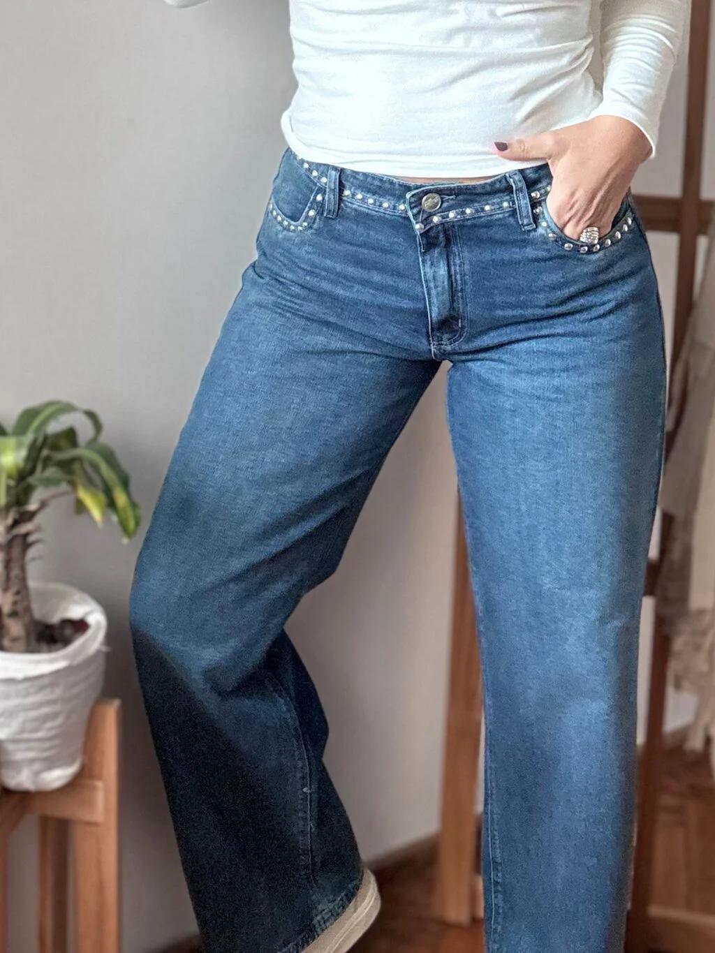 Jean Wide Leg Tachas CENITHO